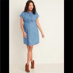 Old Navy Maternity Chambray Tie-Belt Shirt Dress Size XXL
